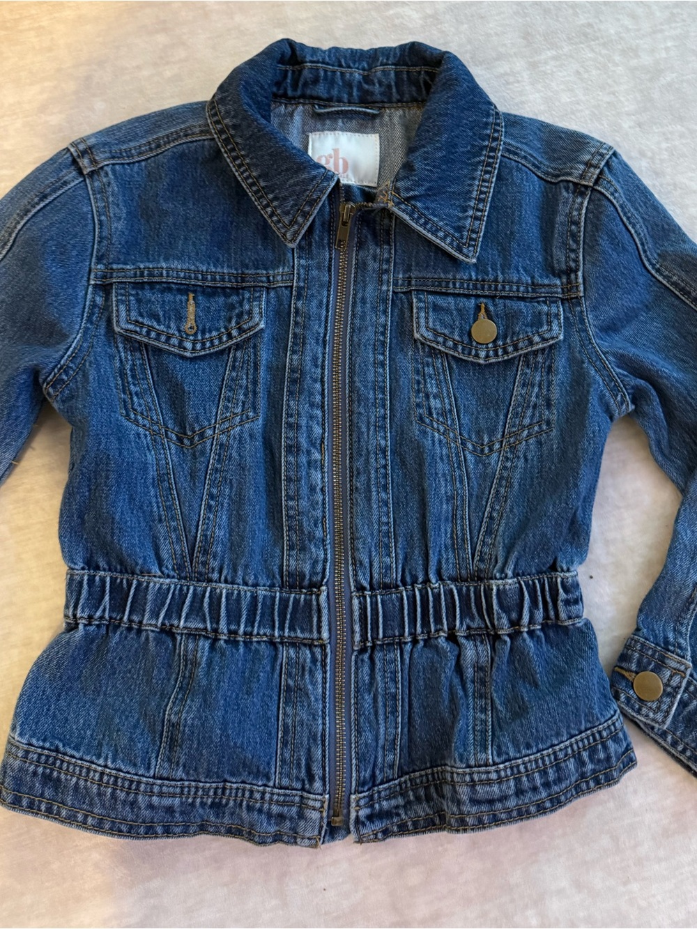 Gianni Bini Girls' Dark Blue Denim Jacket with Elastic Waist Western Preppy